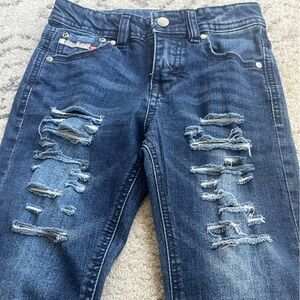 Diesel Boys Skinny Jeans Dark Wash Ripped Distressed Denim Kids Size 6/7 EUC